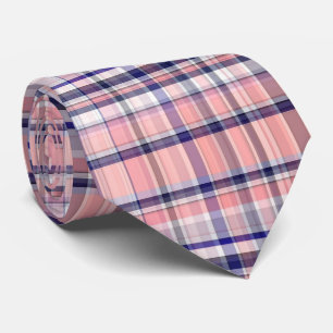 Rosa Navy Blau Weiß Vornehm Madras Kariert Krawatte