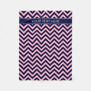 Rosa, Navy Blue LG Monogram, Zickzack Navy Name Fleecedecke