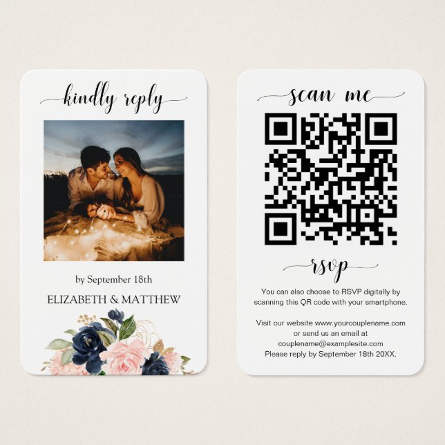 Rosa Navy Foto QR Code Scannen Sie mich UAWG (Vorne & Hinten)