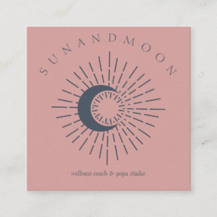 Rosa Navy Healing Sun Moon Spirituelle Solarenergi Quadratische Visitenkarte