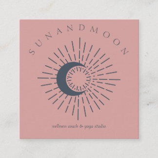 Rosa Navy Healing Sun Moon Spirituelle Solarenergi Quadratische Visitenkarte