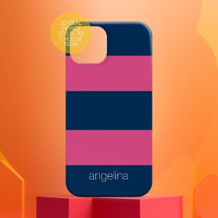 Rosa Navy Modernes Streifenmuster mit individuelle Case-Mate iPhone Hülle