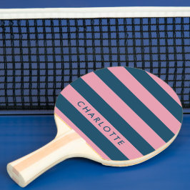 Rosa Navy Strip | Moderner Trendname Preppy Name Tischtennis Schläger