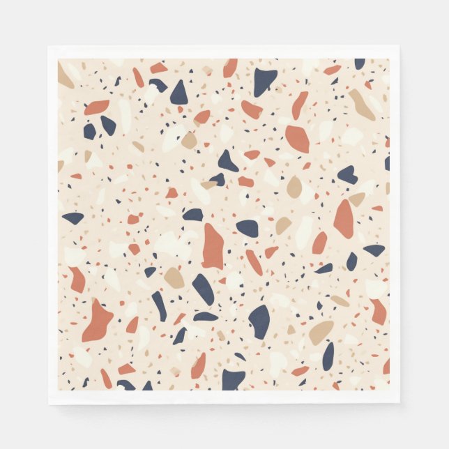 Rosa Navy Terrazzo-Effekt Serviette (Vorderseite)