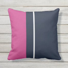 Rosa Navy und Weiß Strickte Modernes Kissen im Fre