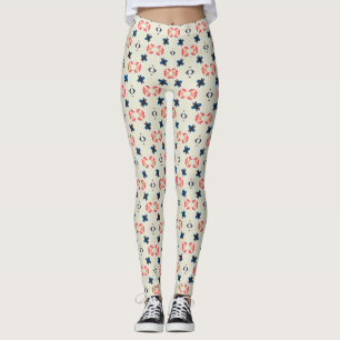 Rosa-Navy-Volkstümliches-Botanisches-Geometrisches Leggings
