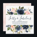 Rosa Navy Wasserfarbe Blume 40. Geburtstag Party Einladung<br><div class="desc">Pink Navy Wasserfarben Blume 40. Geburtstag Party Einladungen Siehe Entsprechende Kollektion im Nest- und Nestladen</div>