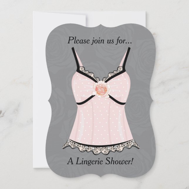 Rosa Negligee Lingerie Dusche Einladung (Rückseite)