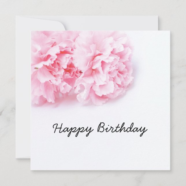 Rosa Nelke Blume Happy Birthday Karte (Vorderseite)