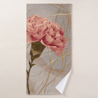 Rosa Nelke Floral Gold Badehandtuch