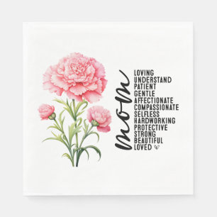 Rosa Nelke für den Muttertag der Mama Serviette
