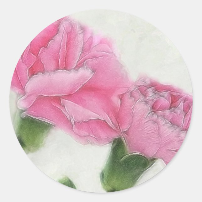 Rosa Nelken 3 Runder Aufkleber (Vorderseite)