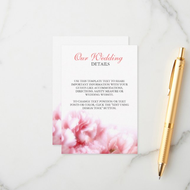 Rosa Nelken Begleitkarte (Vorderseite/Rückseite Beispiel)