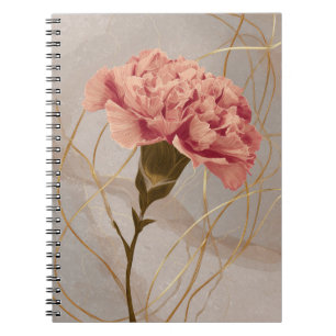 Rosa Nelken-Blumen-Gold Notizblock
