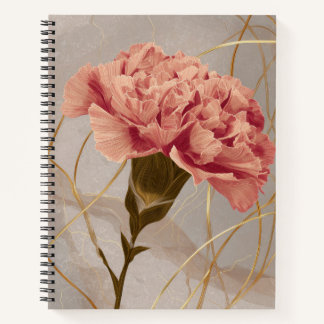 Rosa Nelken-Blumen-Gold Notizbuch