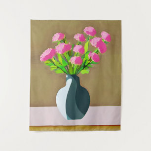Rosa Nelken in der Vase Moderne Kunst Wandteppich
