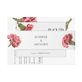 Rosa Nelken Luxe Moderne Blumenhochzeit Einladungsbanderole