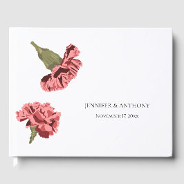 Rosa Nelken Luxe Moderne Blumenhochzeit Gästebuch