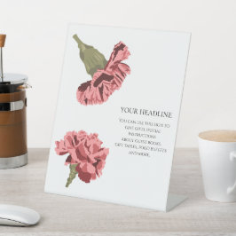 Rosa Nelken Luxe Moderne Blumenhochzeit Sockelschild