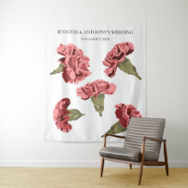 Rosa Nelken Luxe Moderne Blumenhochzeit Wandteppich
