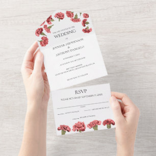 Rosa Nelken Luxe Moderne Blumenpraxis All In One Einladung