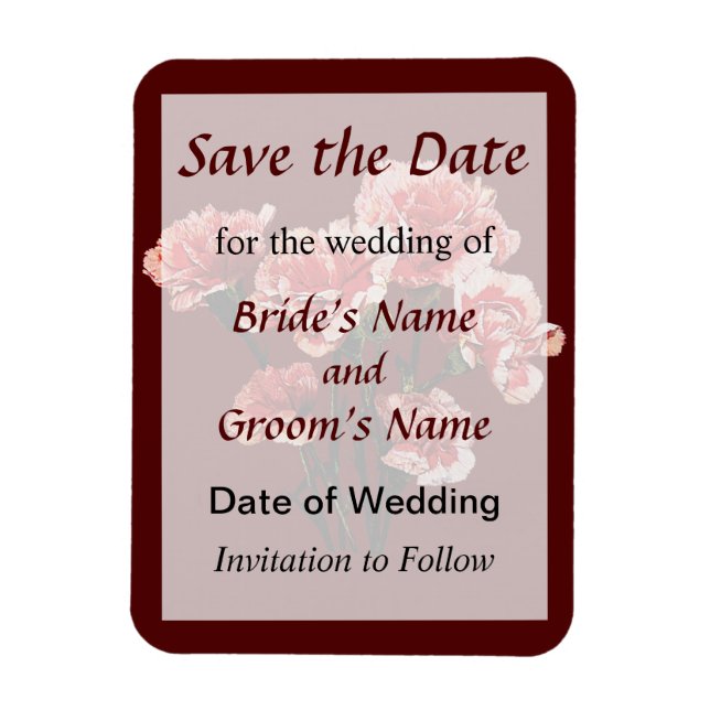 Rosa Nelken Save the Date Magnet (Vertikal)
