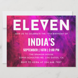 Rosa Neon 11. Geburtstag Einladung