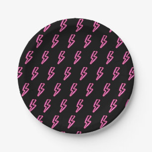 Rosa Neon-Blitzmuster Pappteller