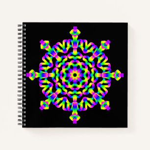 *~* Rosa Neon Blue Mandala auf Black Notizbuch