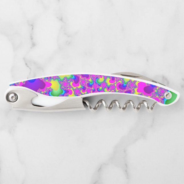 Rosa Neon Rainbow Eye Kellnermesser (Vorderseite)