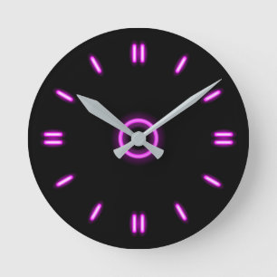 Rosa Neon Runde Wanduhr