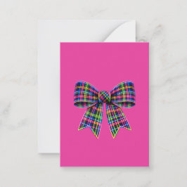 Rosa Neon-Schleife Tartan-Band Schottland Süß Mitteilungskarte