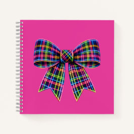 Rosa Neon-Schleife Tartanband Schottland Süß Notizbuch