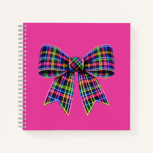 Rosa Neon-Schleife Tartanband Schottland Süß Notizbuch