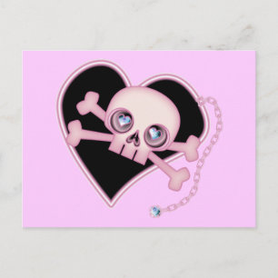 Rosa Neon Skull Postkarte