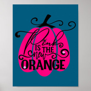 Rosa neue orange Pumpi-Brust-Bewusstseins-Unterstü Poster