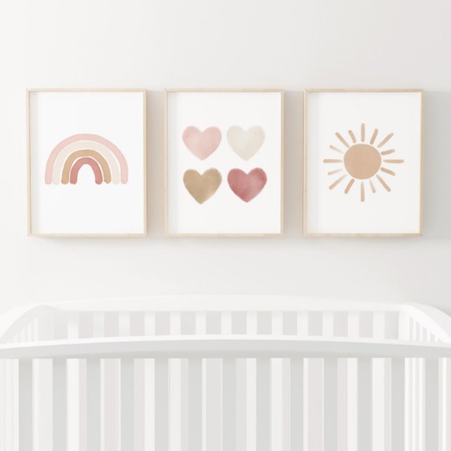 Rosa neutraler Regenbogen Hört Sun Girl Kinderzimm Bilderwand Sets (Von Creator hochgeladen)