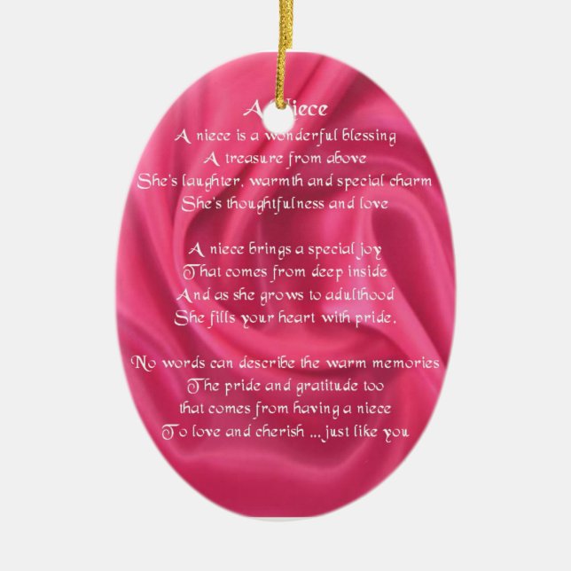 Rosa - Nichten-Gedicht Keramikornament (Vorne)