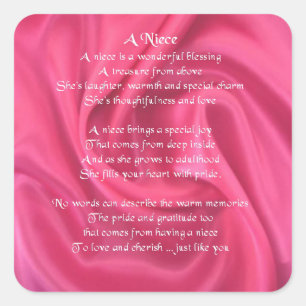 Rosa - Nichten-Gedicht Quadratischer Aufkleber