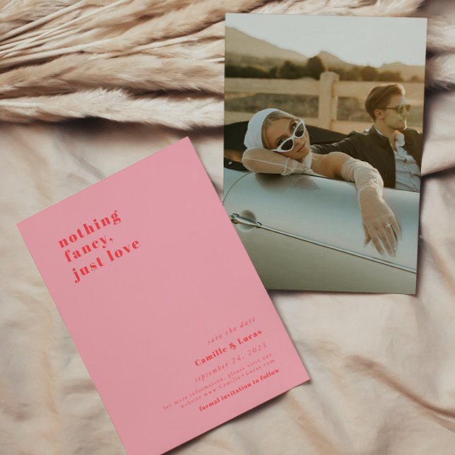Rosa Nichts extravagant nur Liebe Retro Hochzeit Einladung (Von Creator hochgeladen)