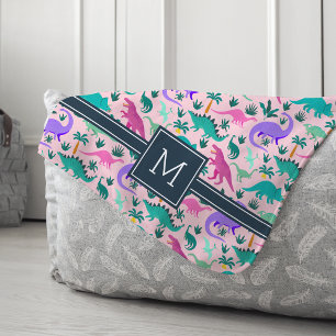 Rosa Niedlich farbiges Dinosaurier-Muster Kid Mo Sherpadecke
