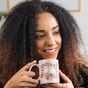 Rosa Niedlich Retro Halloween Ghouls Kaffeetasse