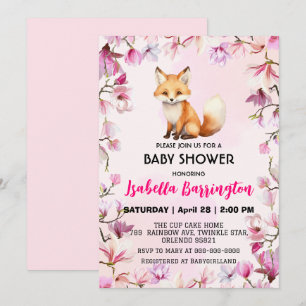 Rosa Niedlich Roter Fuchs wilde Blume Babydusche K Einladung