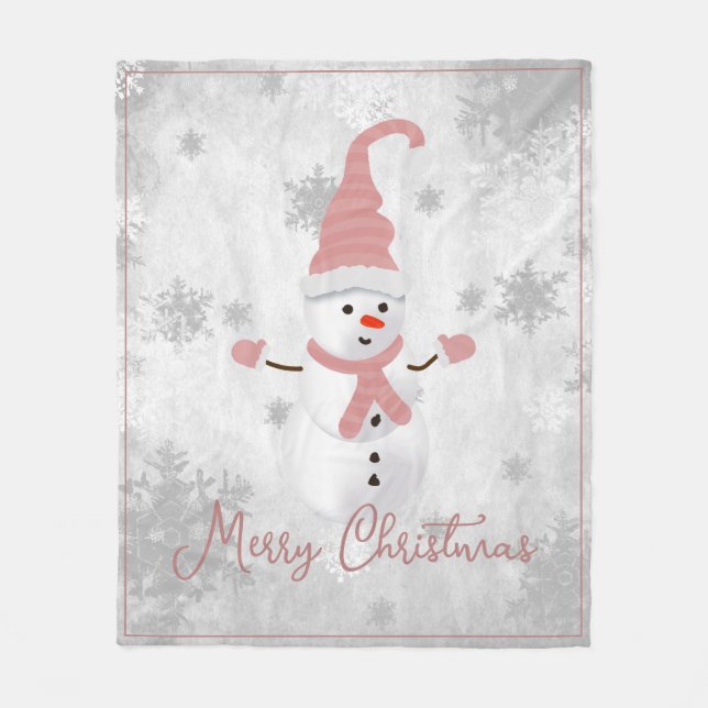 Rosa Niedlich Snowman Holiday Fleece Blankon (Vorderseite)