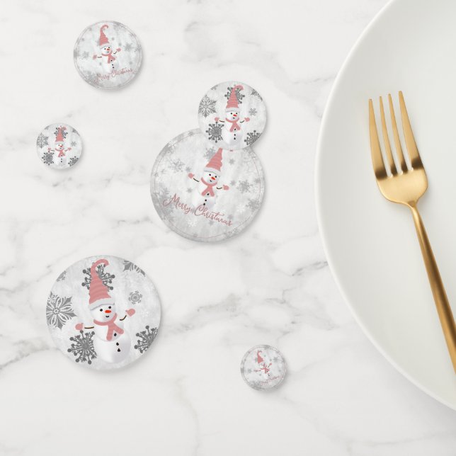 Rosa Niedlich Snowman Table Confetti Konfetti (Gruppe)