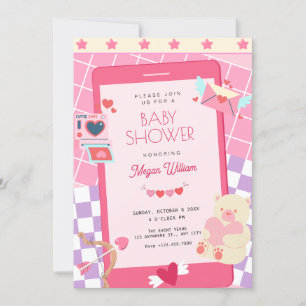 Rosa niedliche Babydusche Einladung