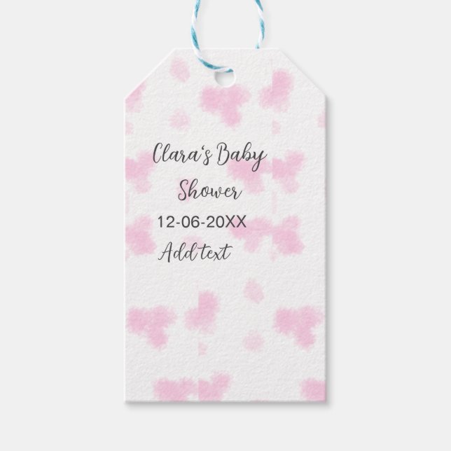 Rosa niedliche Blume Babydusche Aquarell Modernes  Geschenkanhänger (Vorderseite)