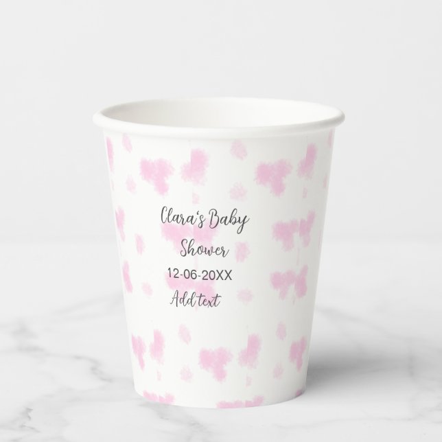 Rosa niedliche Blume Babydusche Aquarell Modernes  Pappbecher (Vorderseite)