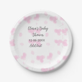 Rosa niedliche Blume Babydusche Aquarell Modernes  Pappteller