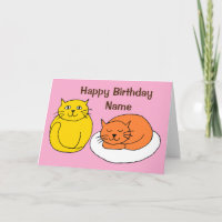Rosa Niedliche Cudly Cats Cartoon Geburtstagskarte